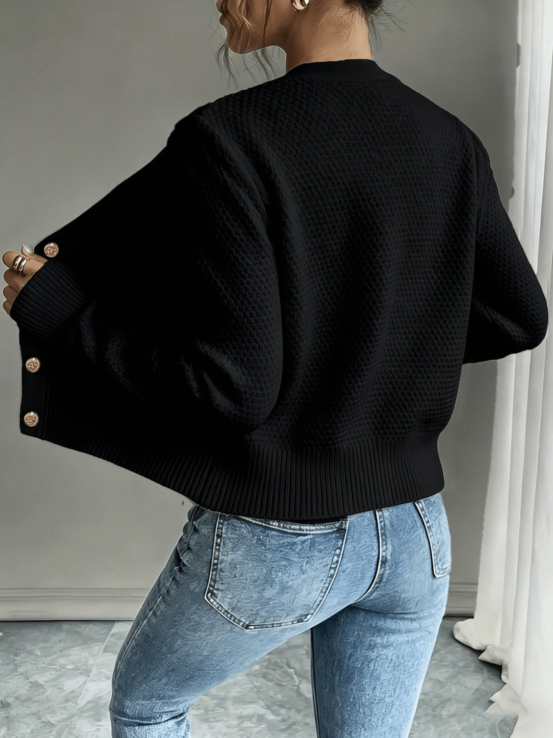 Cable-Knit Button-Front Cardigan for Women