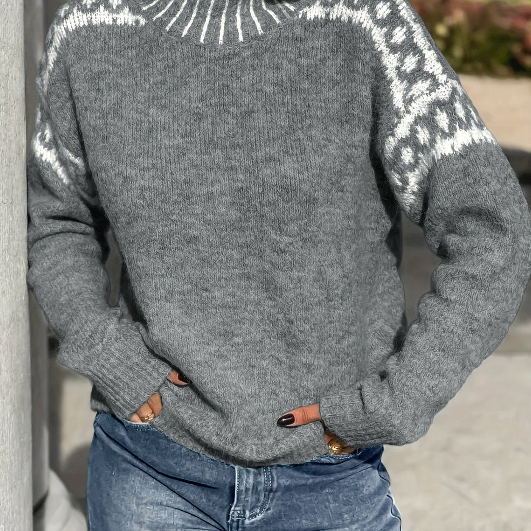 Contrast-Trim Mock-Neck Sweater for Women