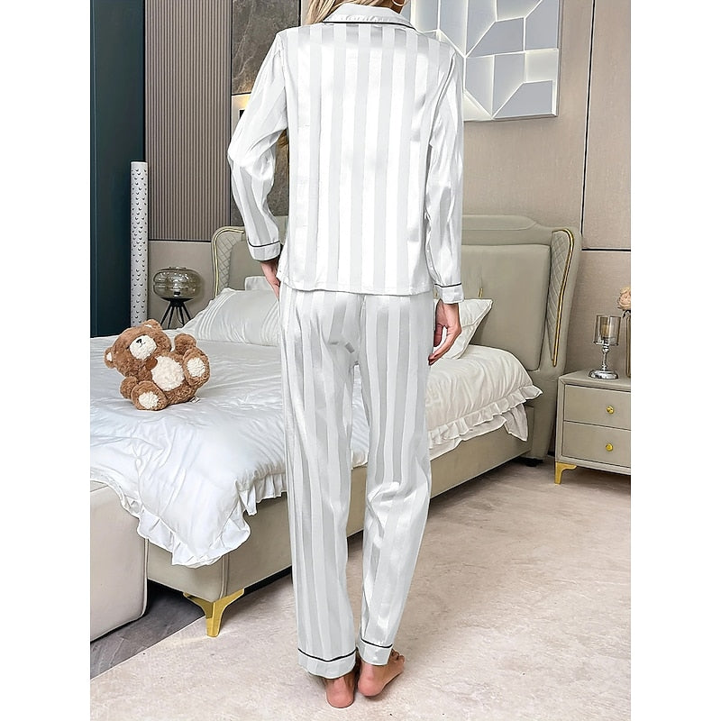 Elegant Long-Sleeve Two-Piece Lounge Set for Women