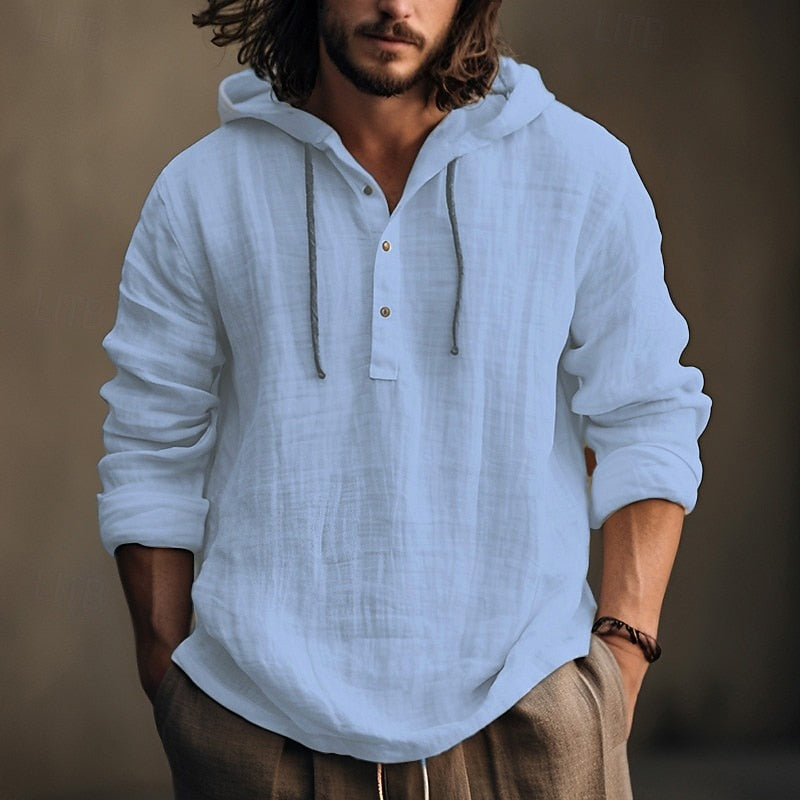 Hooded Shirt for Men, Relaxed Style