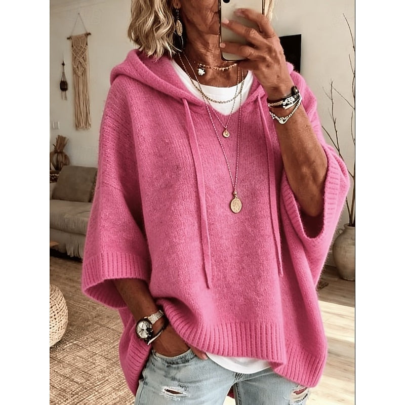 Relaxed Hooded Sweater for Women, Plus Size