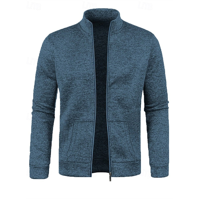 Full-Zip Stand Collar Jacket for Men, Plus Size