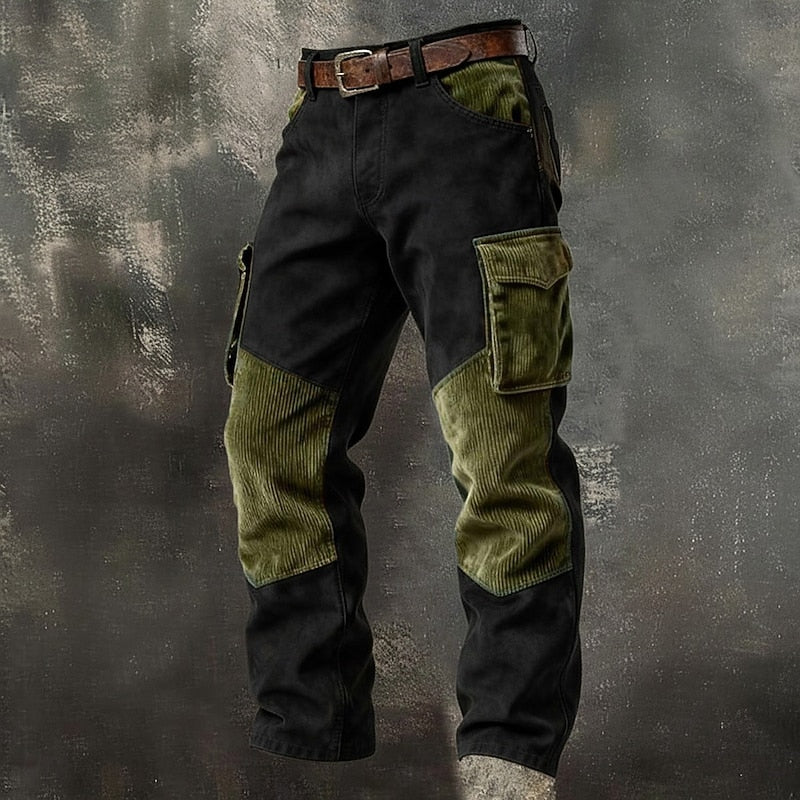 Rugged Two-Tone Cargo Pants for Men, Plus Size