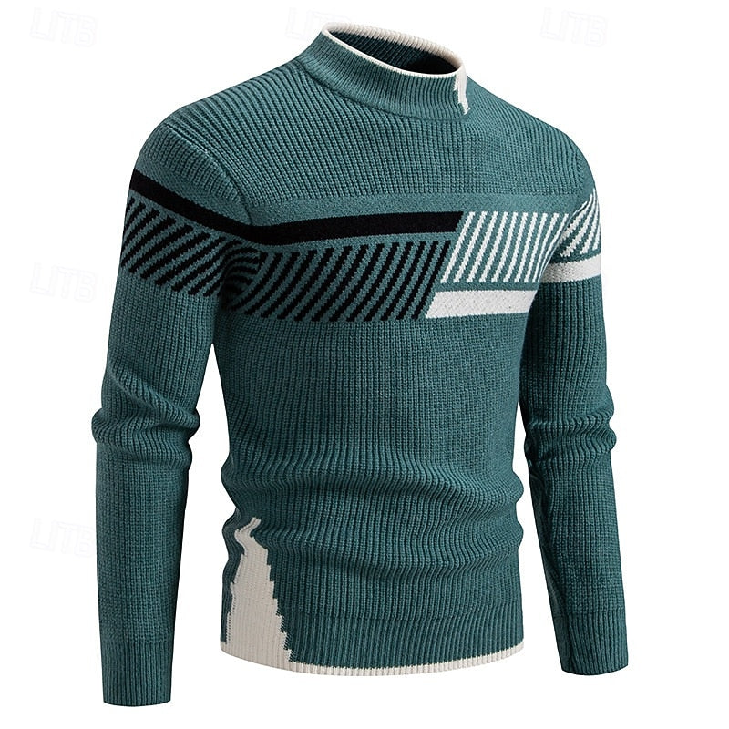 Colour-Block Sweater for Men, Textured Style