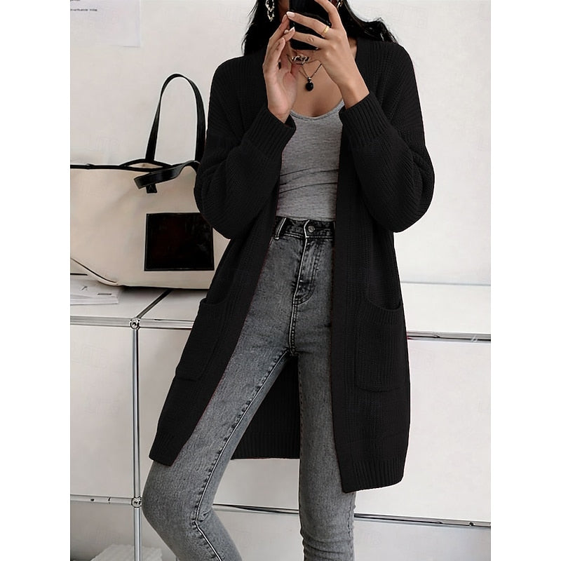 Longline Open-Front Cardigan for Women, Plus Size