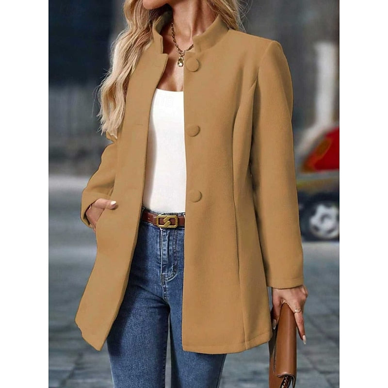 Stand-Collar Coat, Women's Elegant Fit