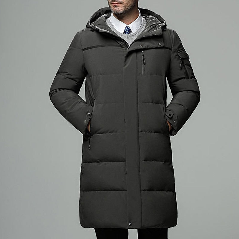 Hooded Longline Puffer Coat for Men