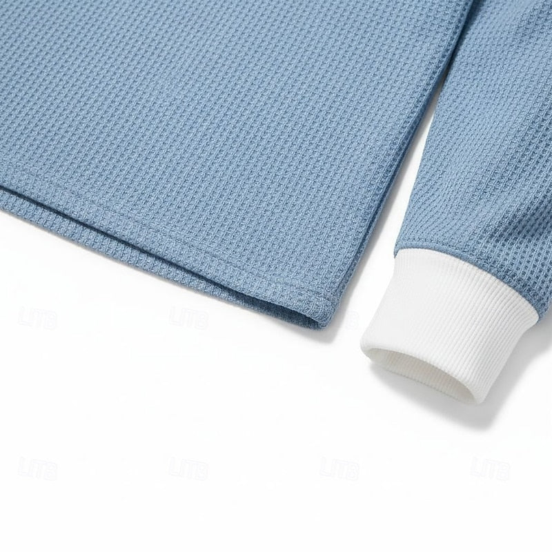 Colorblock Long-Sleeve Henley for Men
