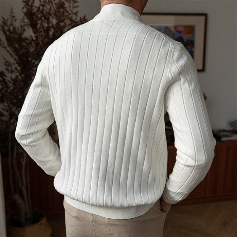Ribbed V-Neck Button Cardigan for Men, Plus Size
