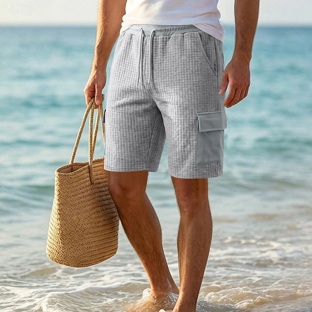 Textured Drawstring Shorts for Men, Plus Size