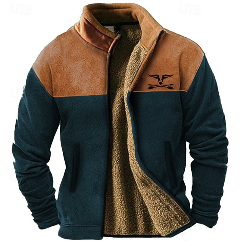 Rugged Two-Tone Fleece Jacket for Men