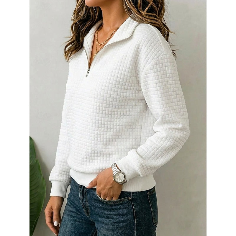 Quarter-Zip Pullover for Women, Textured Style