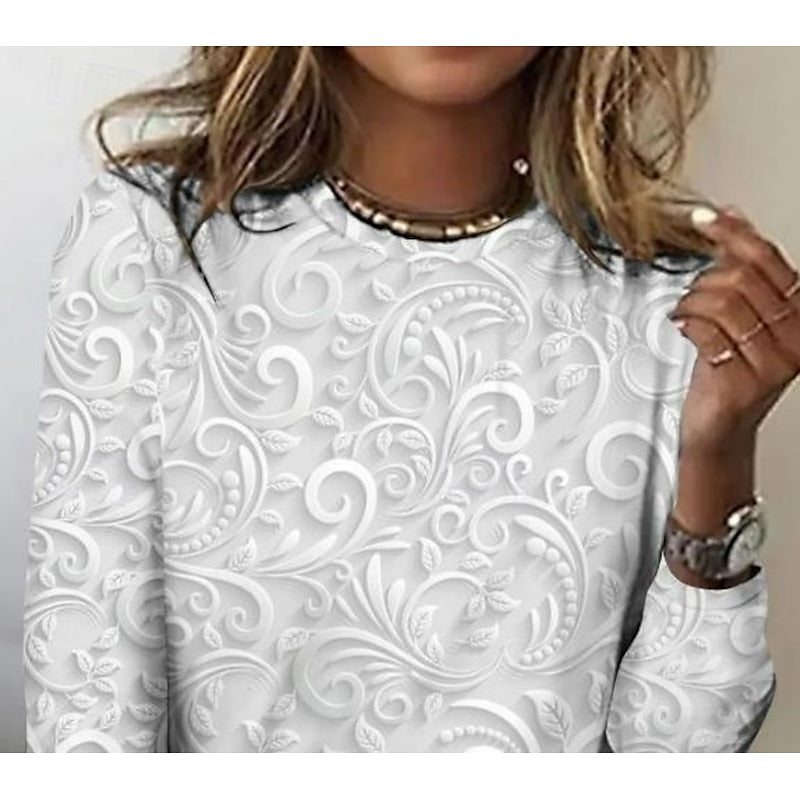 Elegant Floral Long-Sleeve Tunic Top for Women