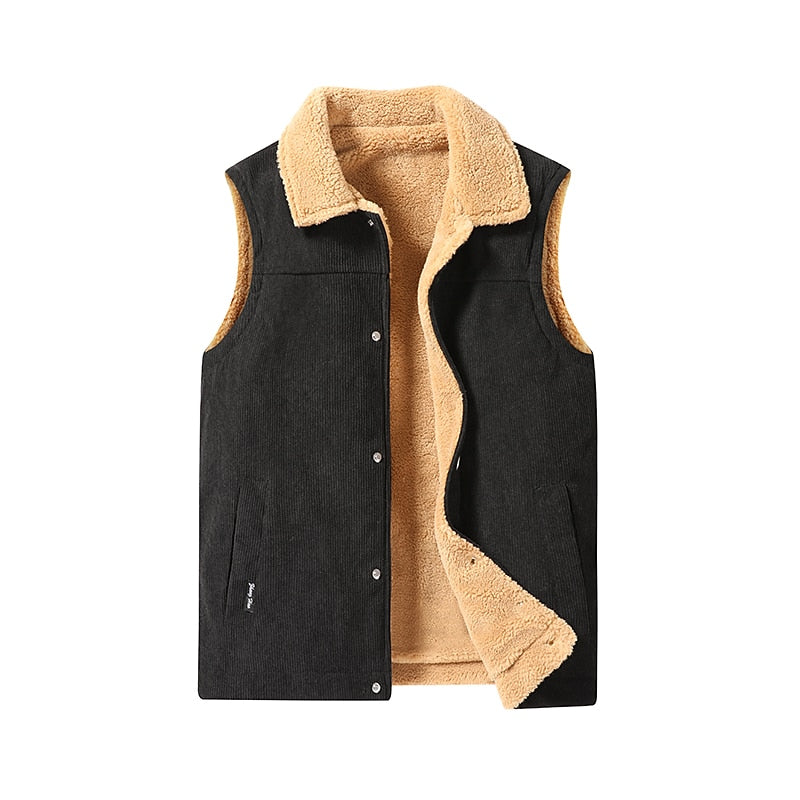 Sherpa-Lined Warm Gilet for Men, Plus Size