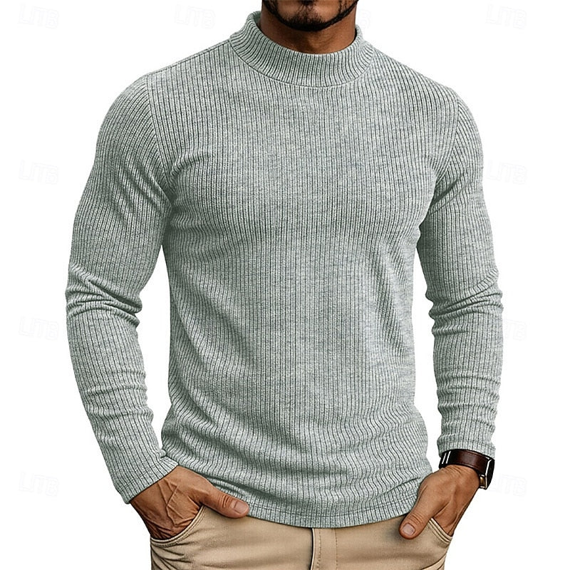 Ribbed Mock-Neck Top for Men, Plus Size