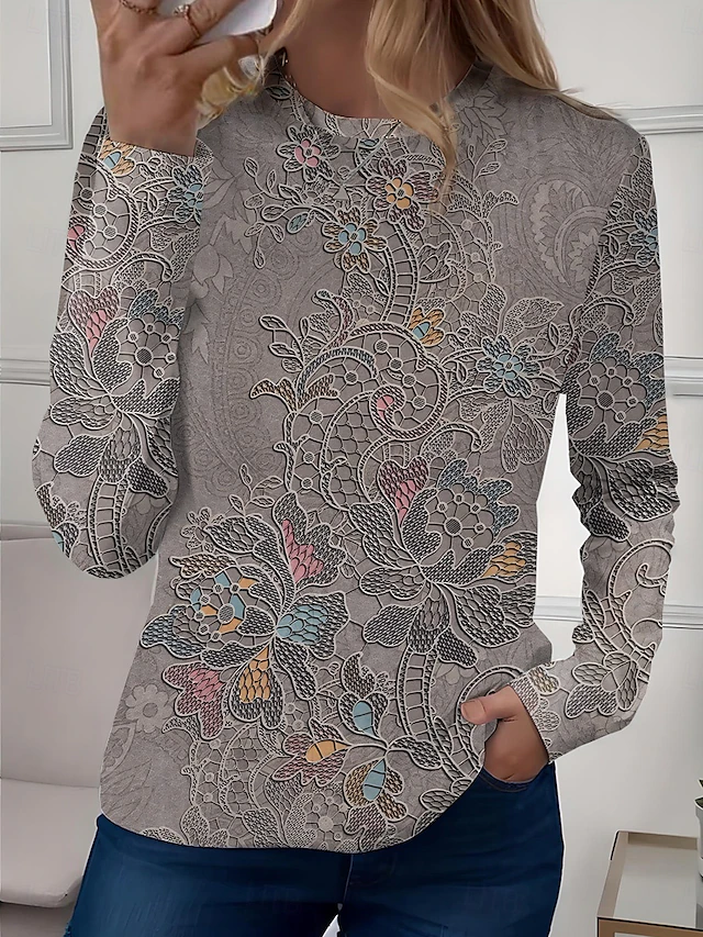 Artful Long-Sleeve Tunic for Women, Plus Size