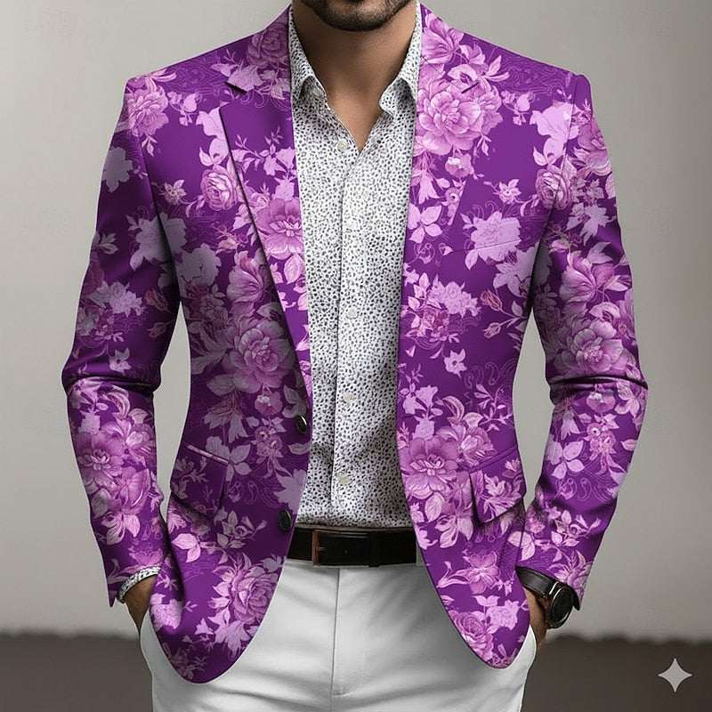 Refined Floral-Print Blazer for Men