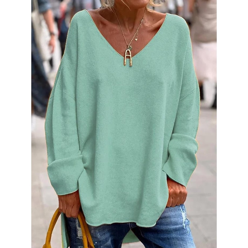 Relaxed V-Neck Pullover for Women
