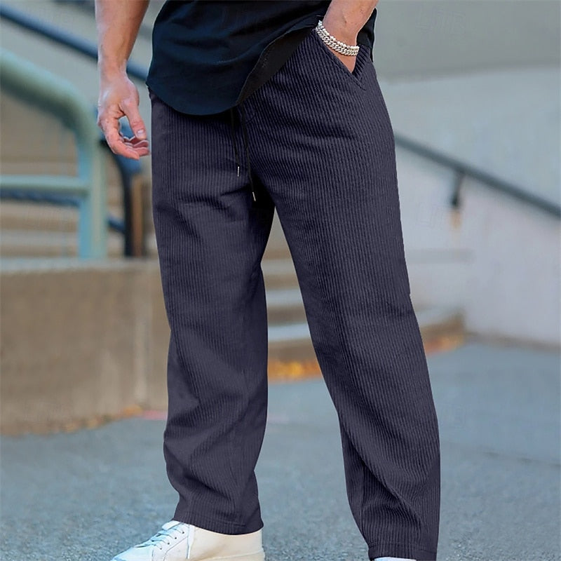 Ribbed Trousers for Men, Relaxed Style