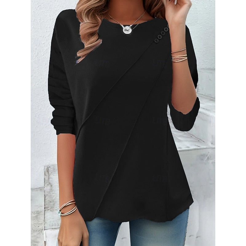Draped Button-Detail Top for Women