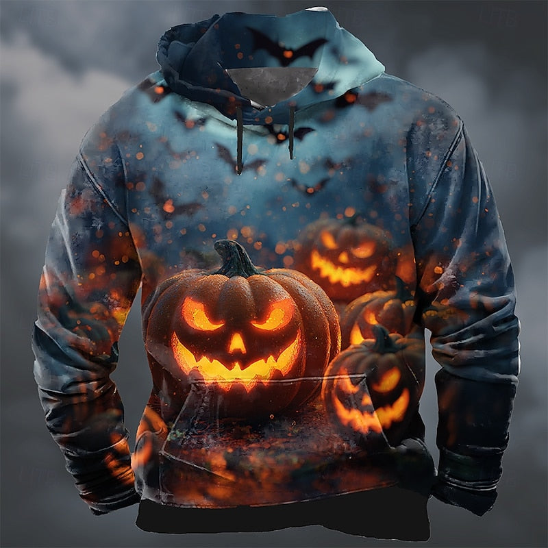 Men's Halloween Pumpkin Print Hoodie