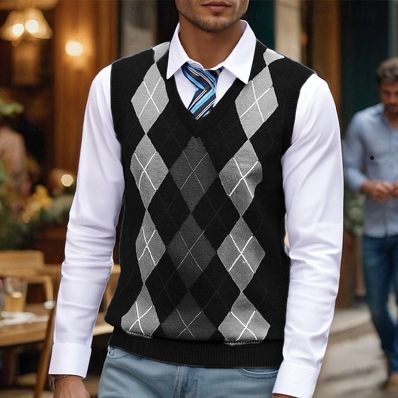 Argyle Sweater Vest for Men, Classic Style