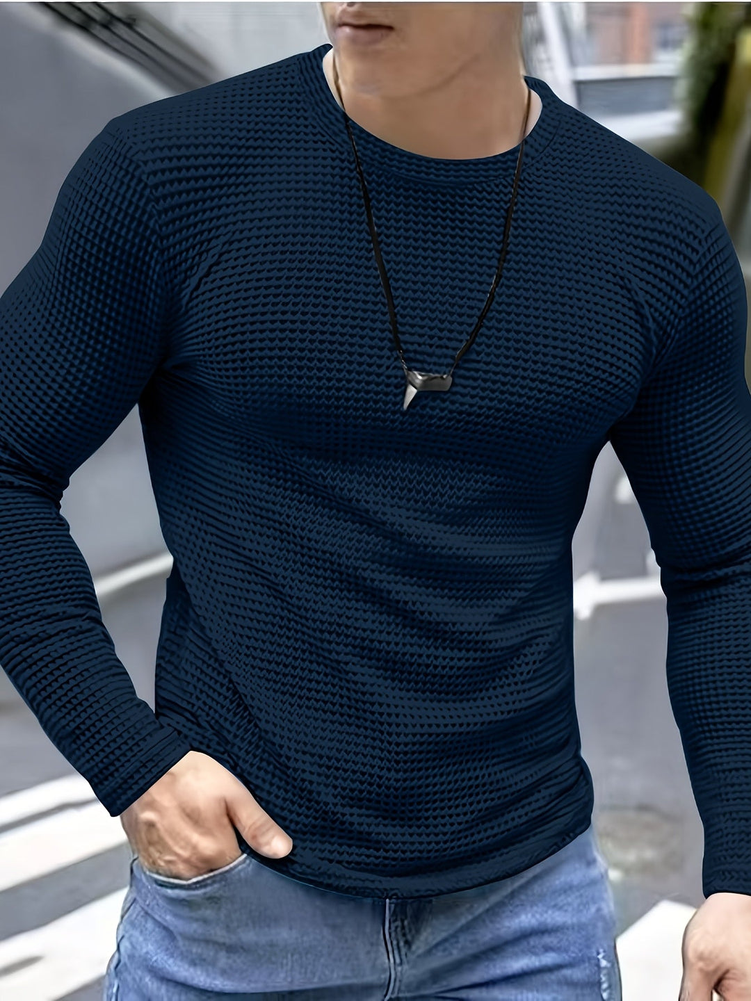 Long-Sleeve Top for Men, Textured Style