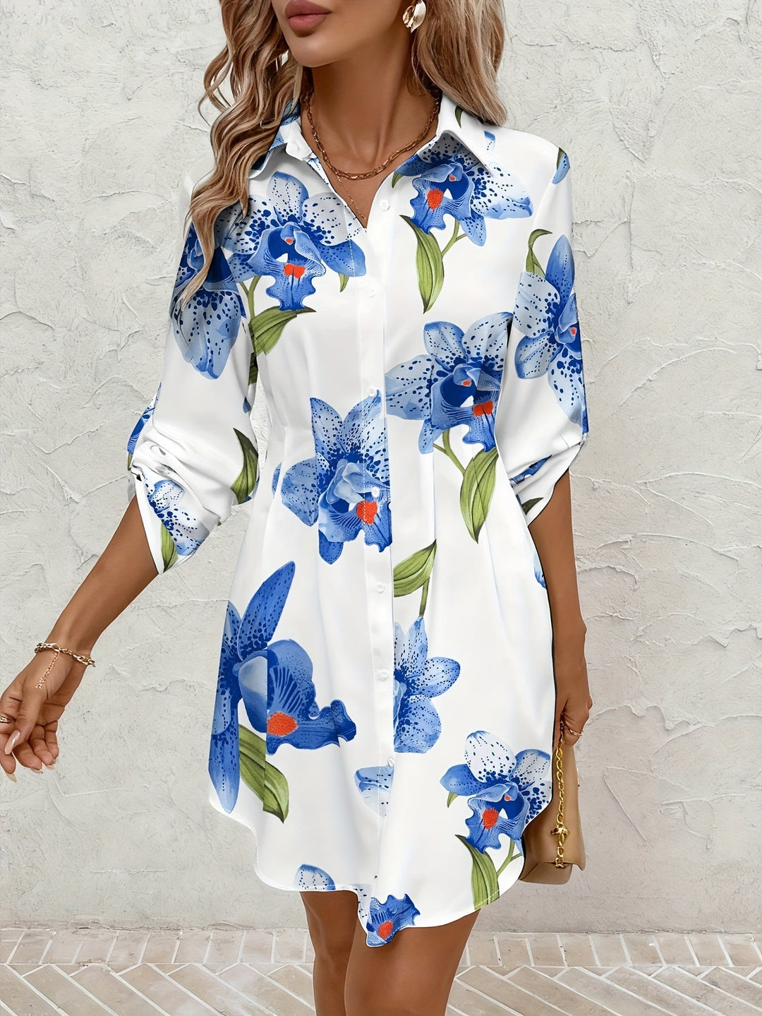 Women's Floral Button-Front Shirt Dress