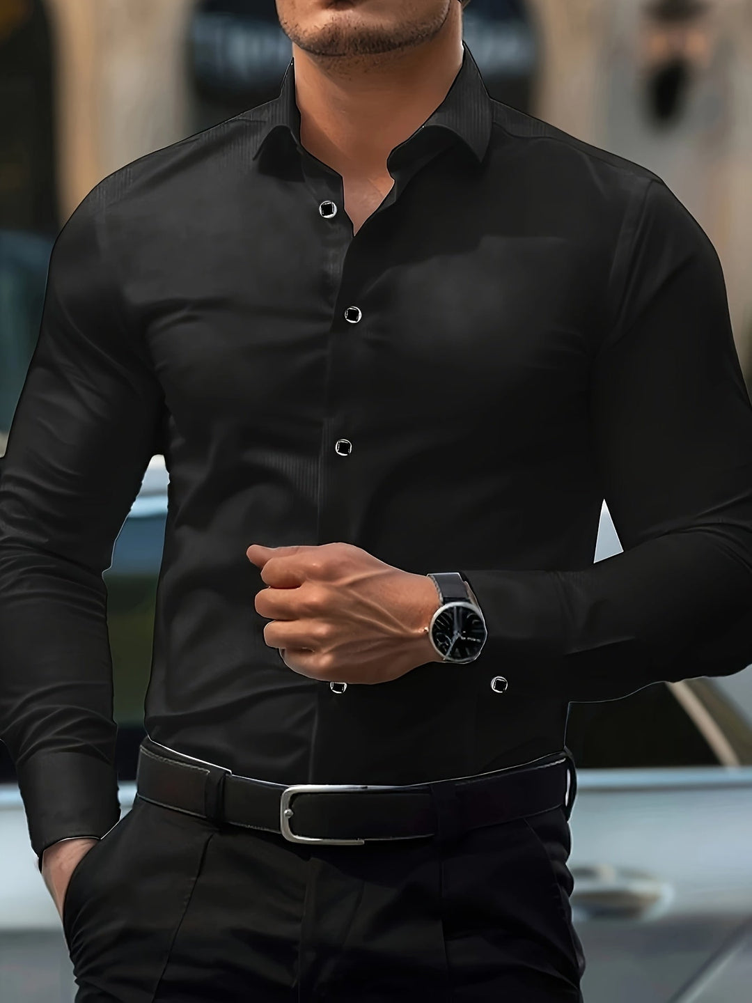 Slim-Fit Dress Shirt for Men, Refined Style