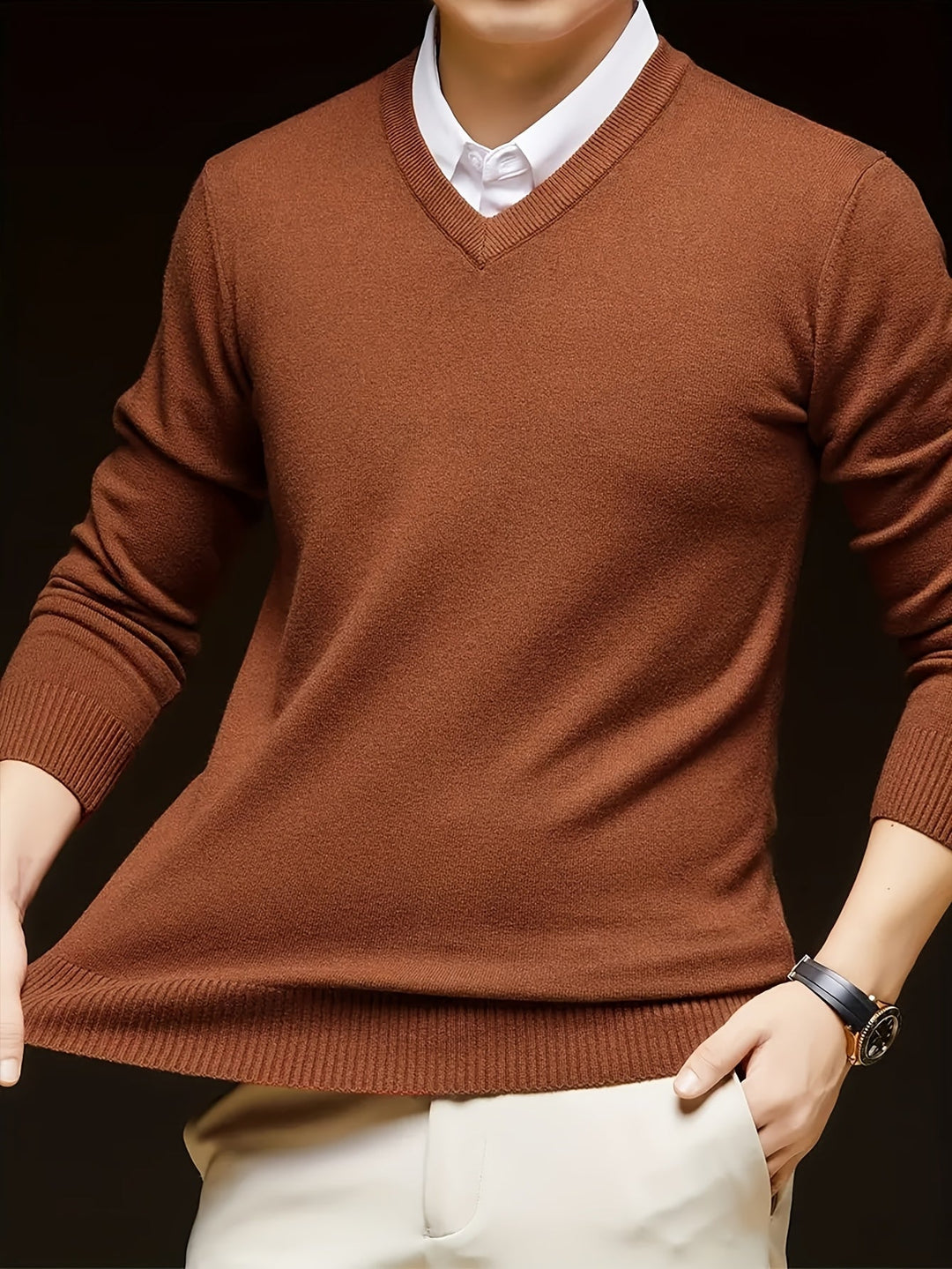 Refined V-Neck Sweater for Men
