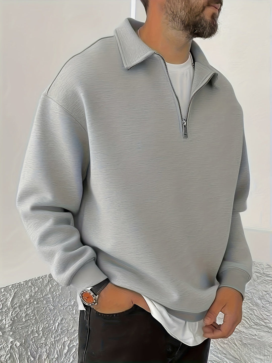 Half-Zip Sweatshirt for Men, Cozy Style