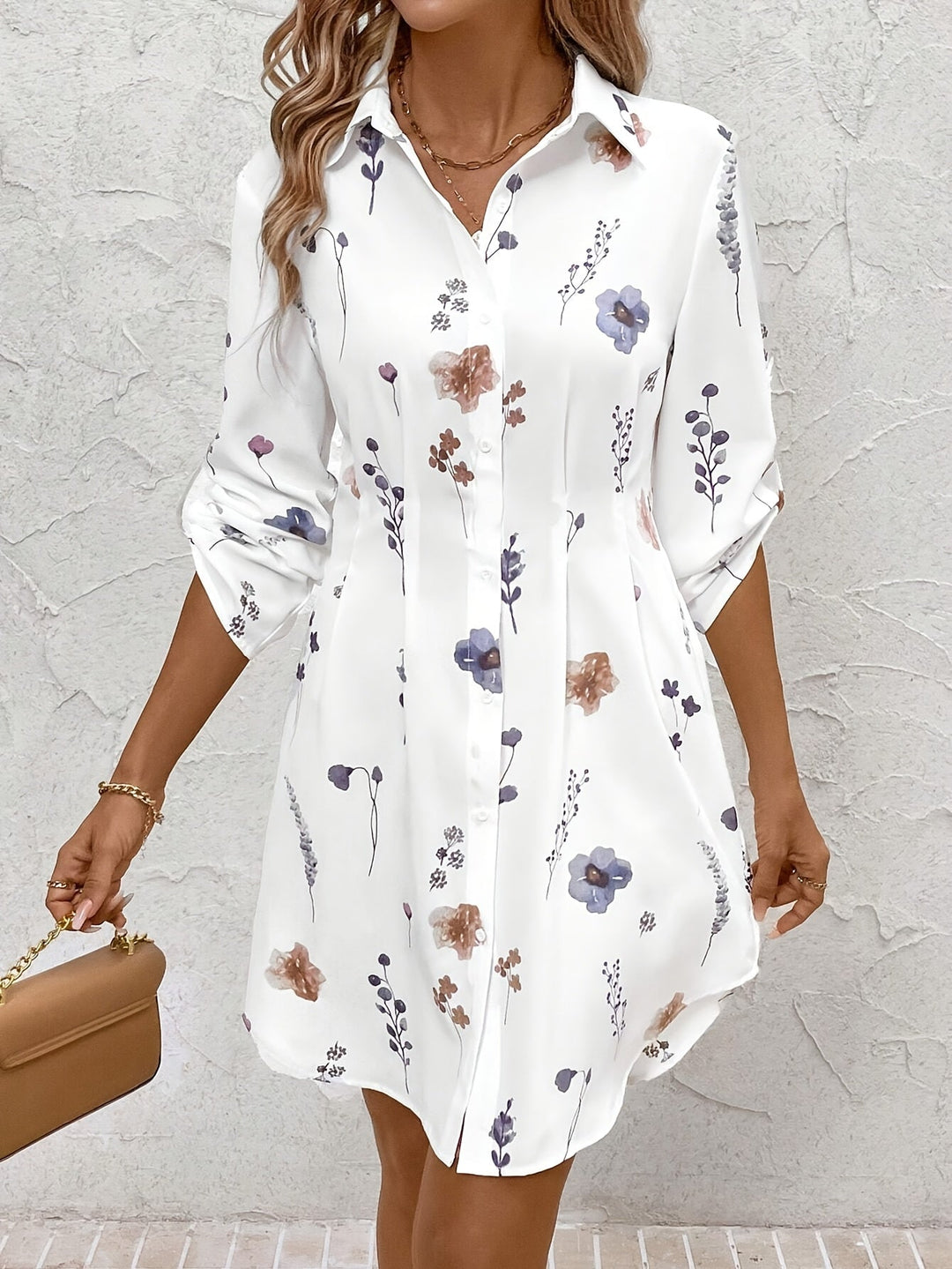 Women's Floral Button-Front Shirt Dress