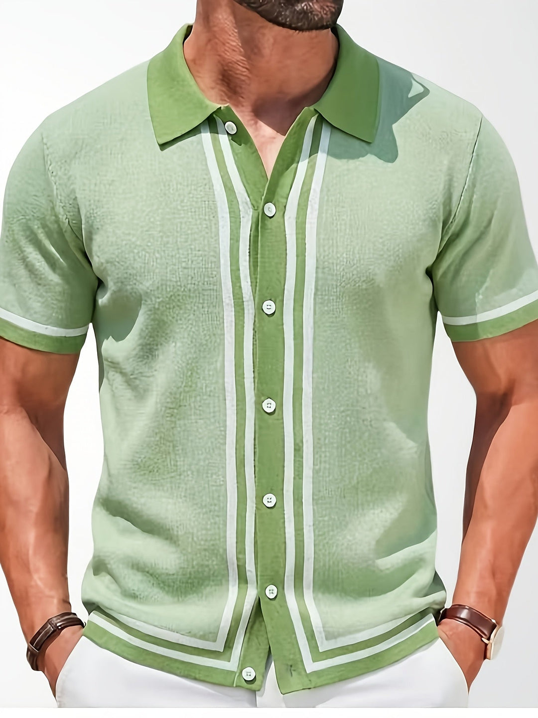 Striped Short Sleeve Shirt for Men
