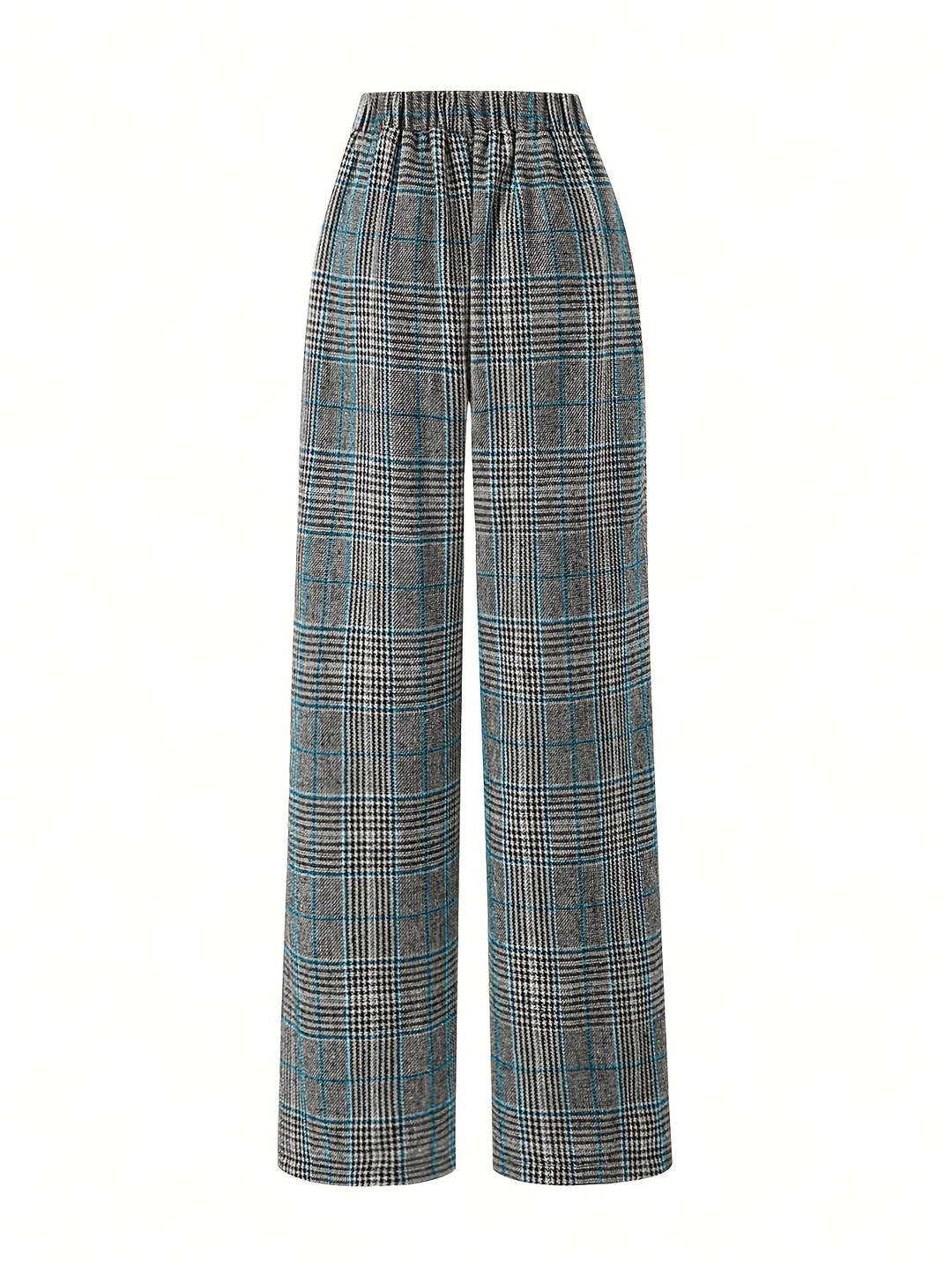 Wide-Leg Plaid Trousers for Women