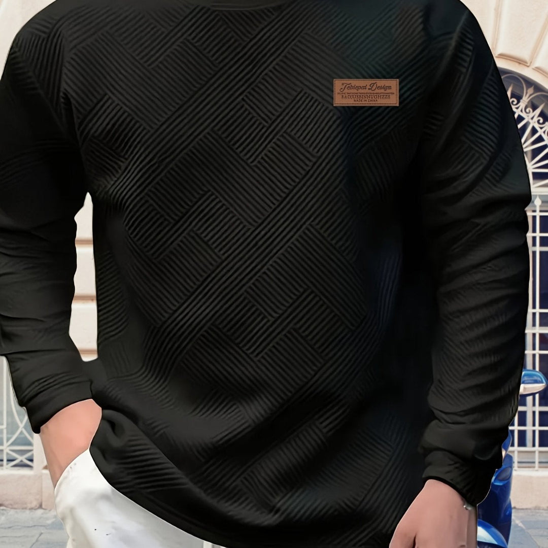 Textured Crew Neck Sweatshirt for Men
