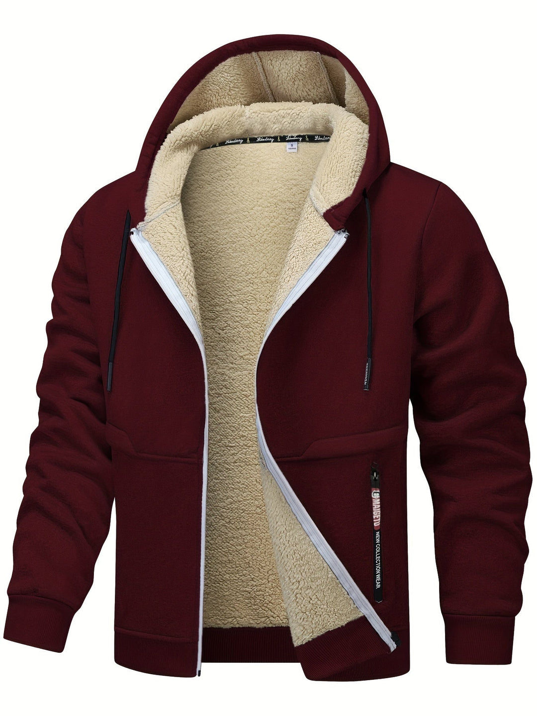 Cozy Hooded Zip-Up Jacket for Men, Plus Size