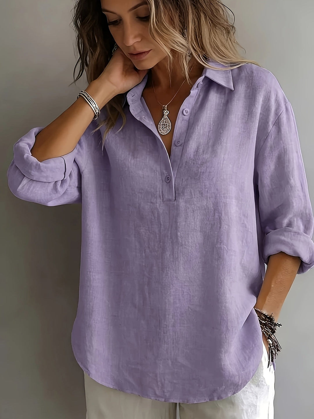 Collared Blouse for Women, Relaxed Style