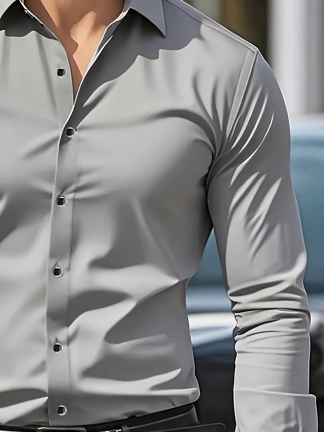 Tailored Long-Sleeve Button-Up Shirt for Men