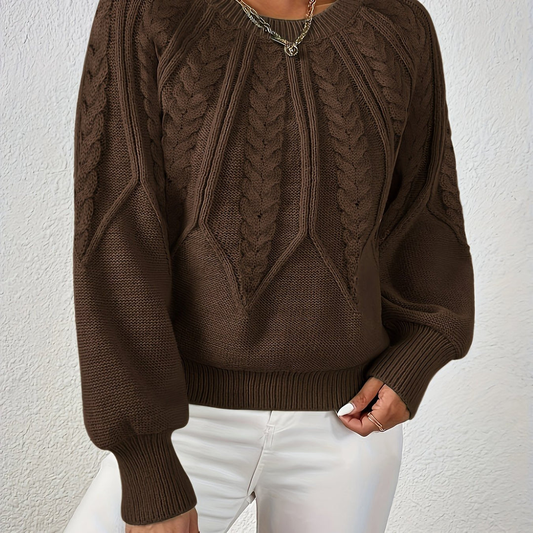 Cable-Knit Round-Neck Sweater for Women