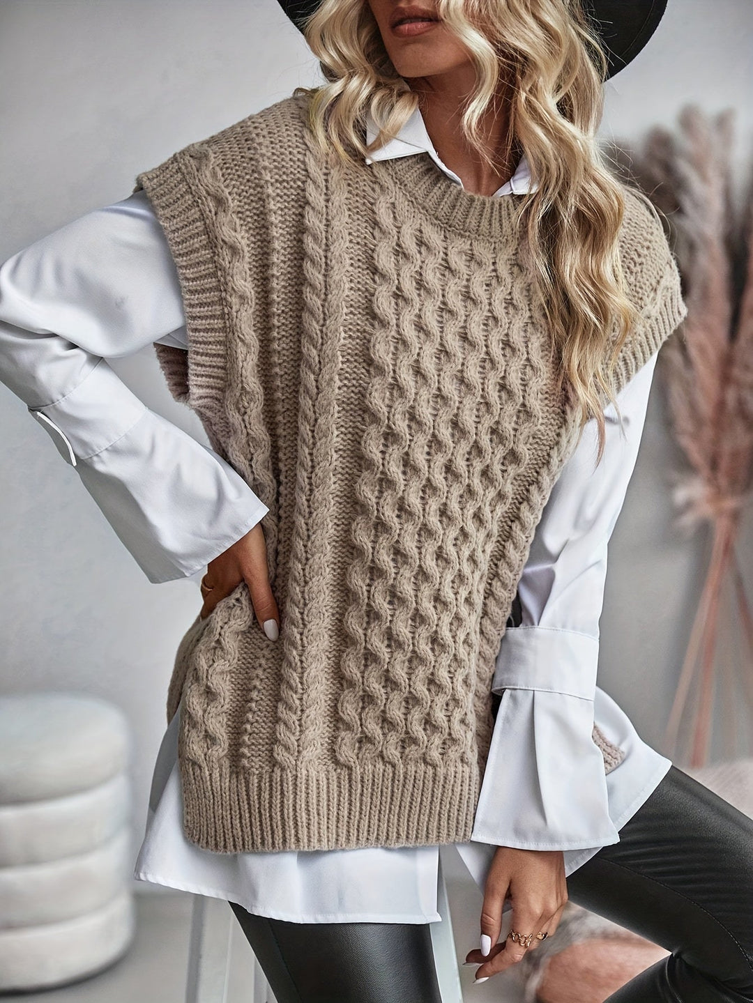 Cable-Knit Sweater Vest for Women, Cozy Style