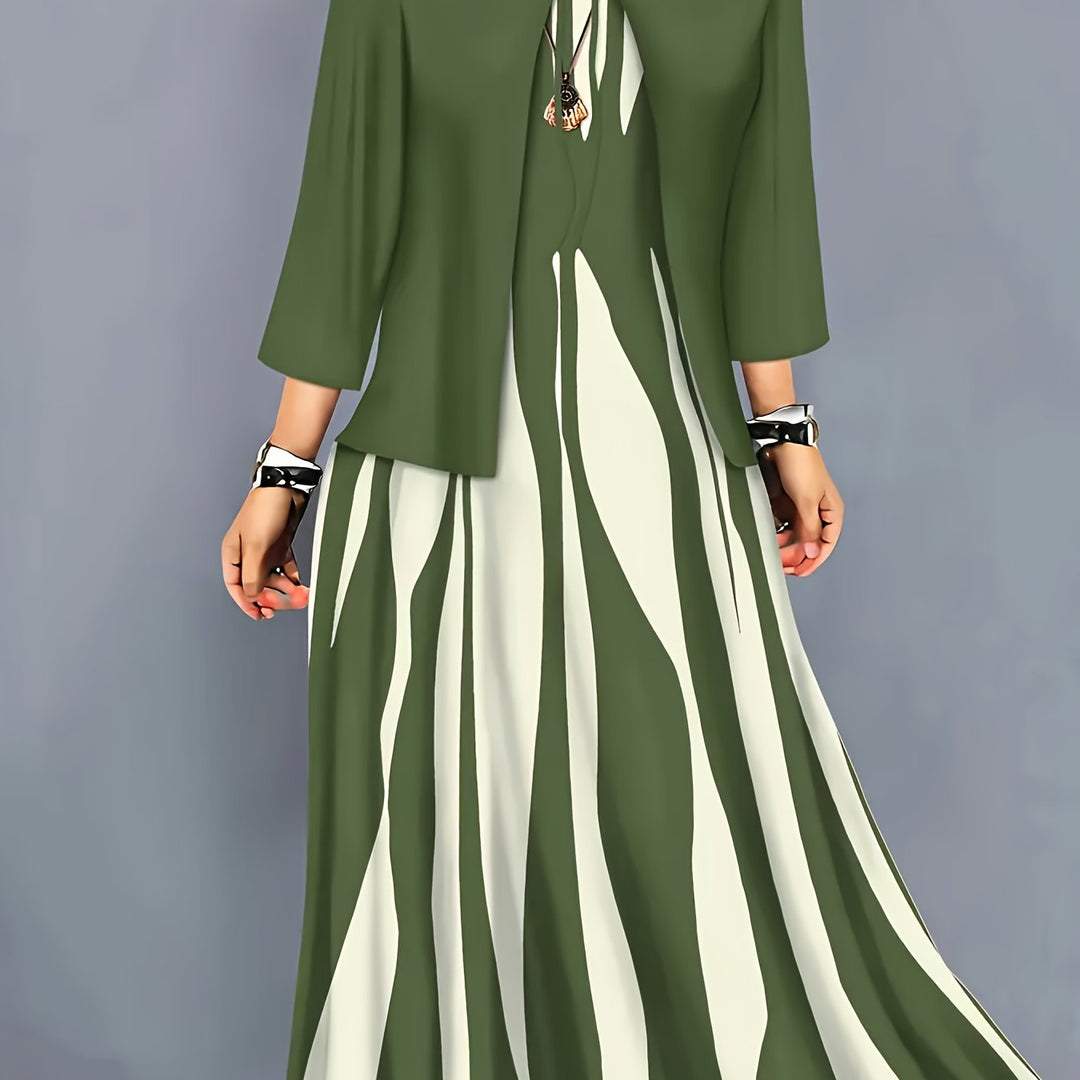 Two-Piece Elegant Dress Set for Women, Plus Size
