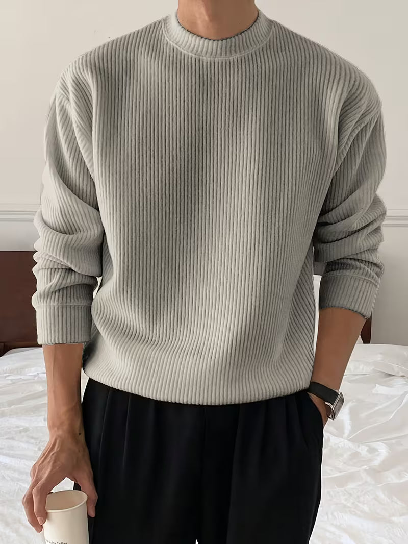 Knitwear Long Sleeve Ribbed Shirt for Men
