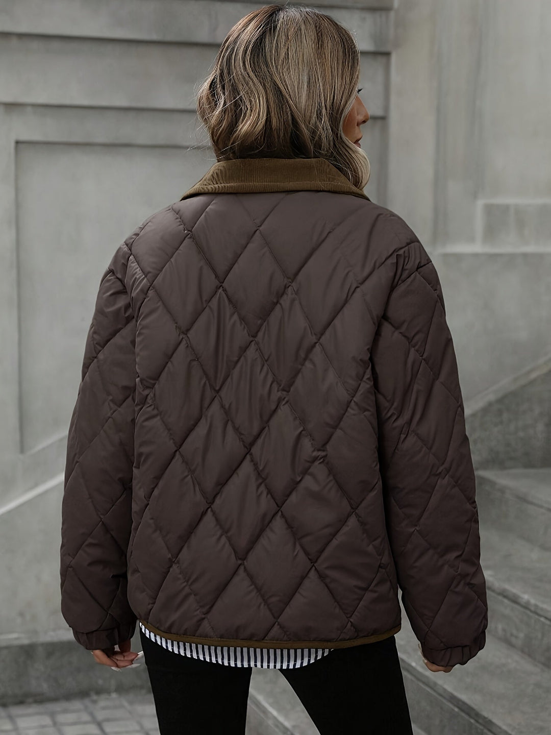 Diamond-Quilted Padded Jacket for Women