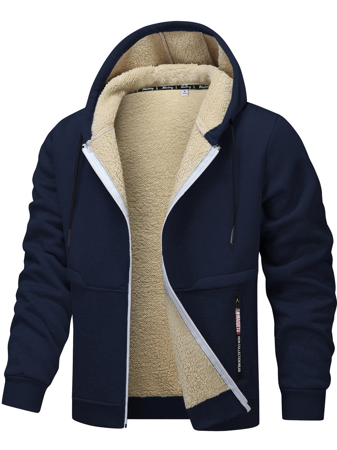 Cozy Hooded Zip-Up Jacket for Men, Plus Size