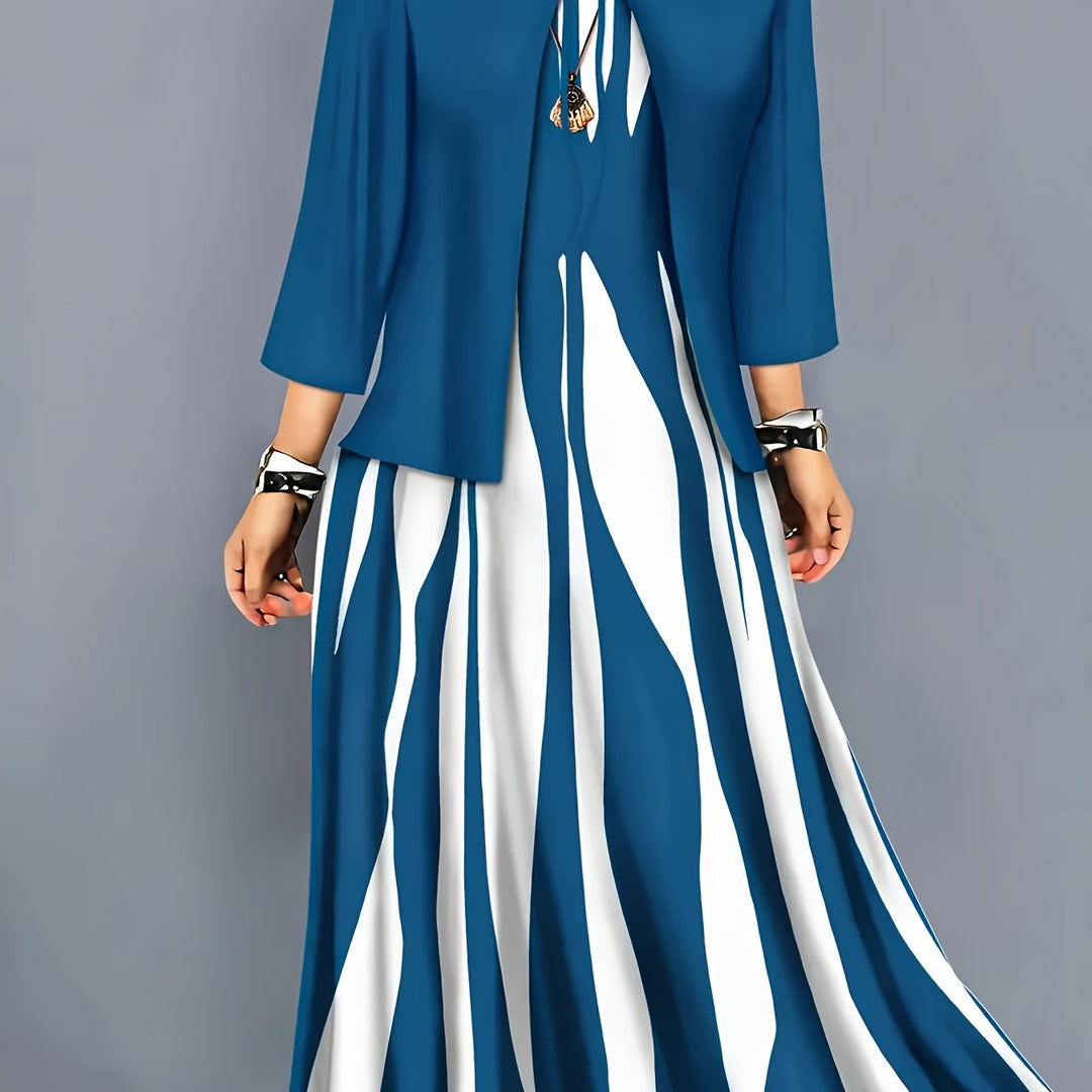 Two-Piece Elegant Dress Set for Women, Plus Size