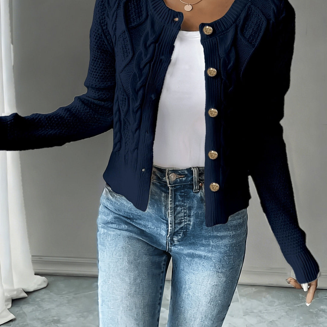 Cable-Knit Button-Front Cardigan for Women