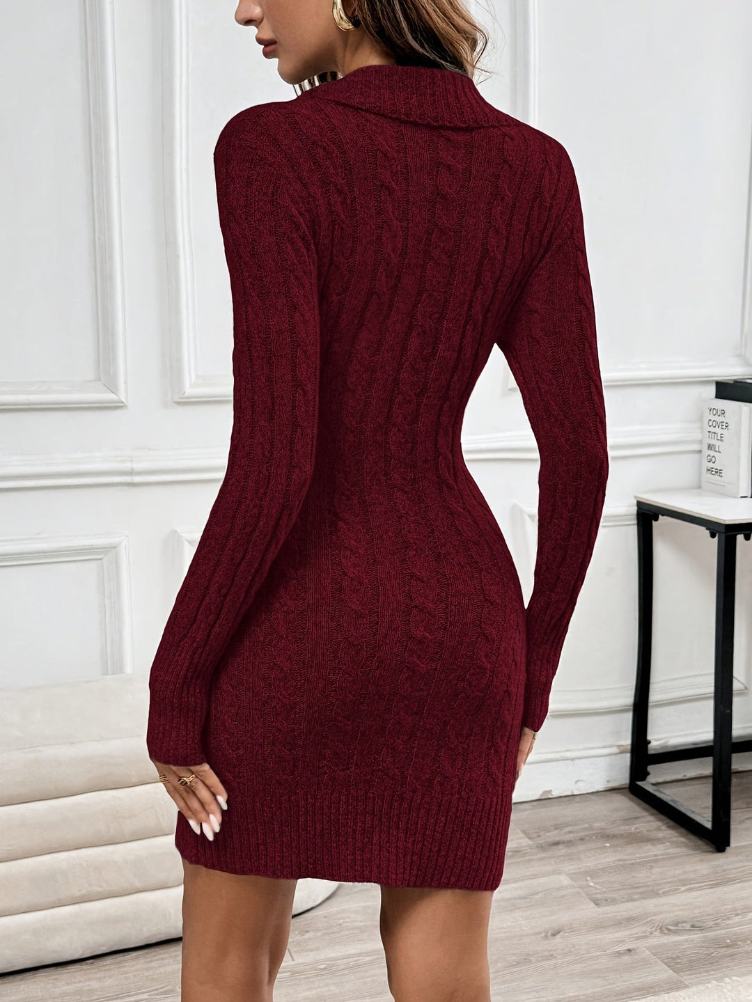 Women's Cable-Knit Halloween V-Neck Dress
