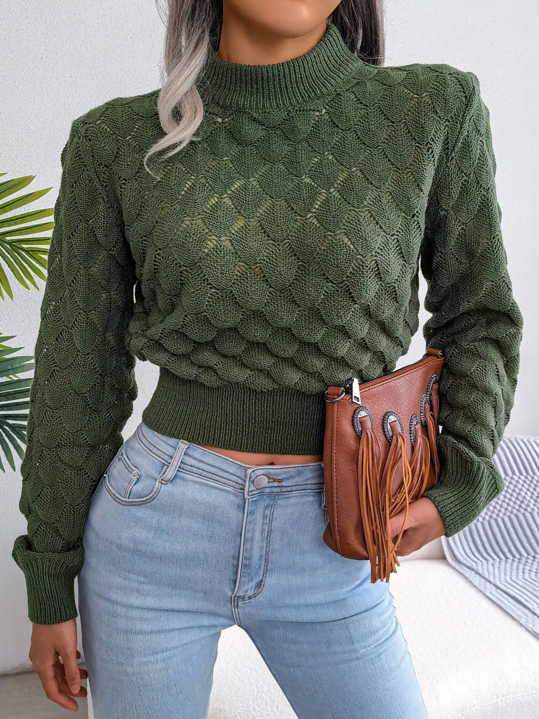 Cropped Sweater, Women's Textured Fit