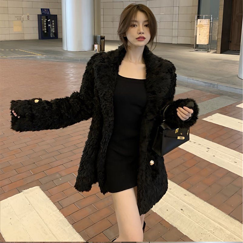 Women's Winter Coat – Black, White