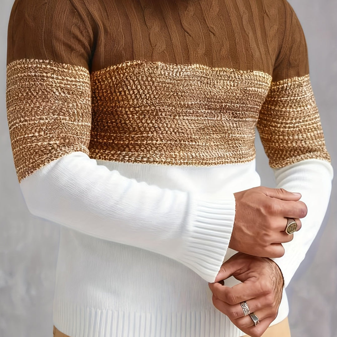 Color-Block Crew Neck Sweater for Men